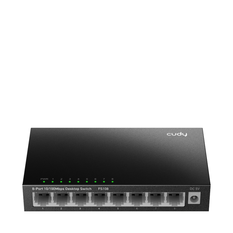 CUDY 8-Port 10/100 Mbps Desktop Switch, 8 10/100M RJ45 Ports, Loop Detection, Metal Case, Power Saving, Plug & Play, Wall-Mount