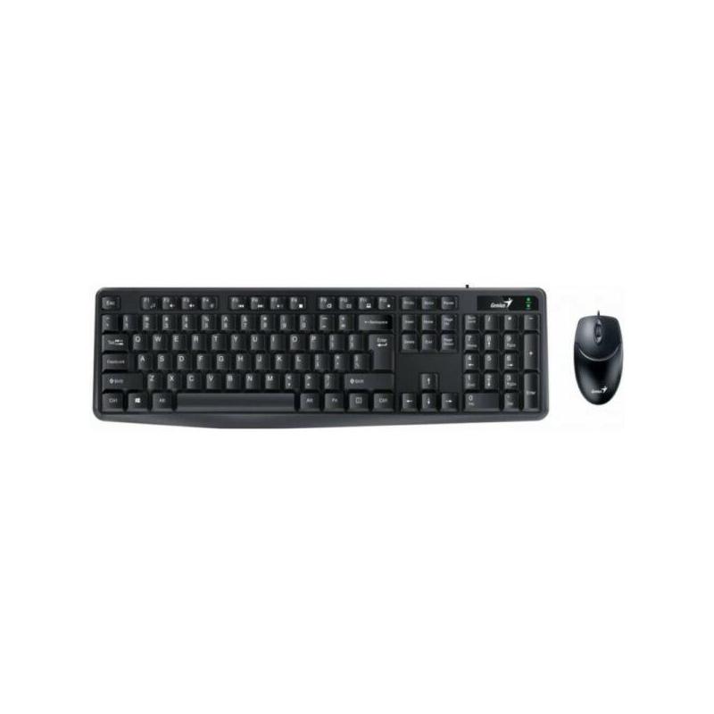 Kit Genius tastatura +mouse, 104 taste (concave), 12 taste multimedia, interfata USB, + mouse optic, rezolutie maxima 1000dpi, 3 butoane, negru
