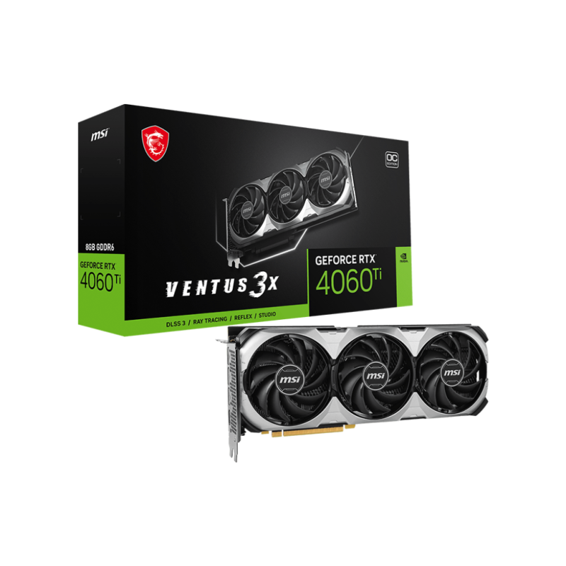Placa Video MSI GEFORCE RTX 4060 TI VENTUS 3X E 8G OC GDDR6 128 bit, PCIE 4.0, 3x DP 1x HDMI