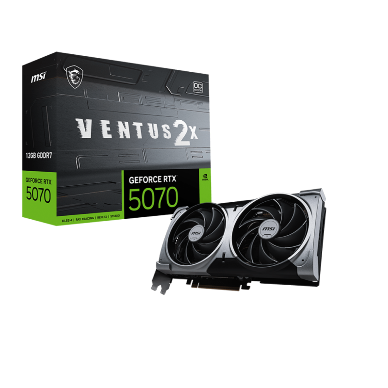 Placa Video MSI GEFORCE RTX 5070 12G VENTUS 2X OC GDDR7 192 bit, PCIE 5.0, 3x DP 1x HDMI