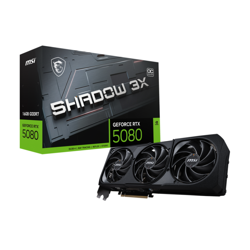 Placa Video MSI GEFORCE RTX 5080 SHADOW 3X OC 16GB GDDR7 256 bit, PCIE 5.0, 3x DP 1x HDMI