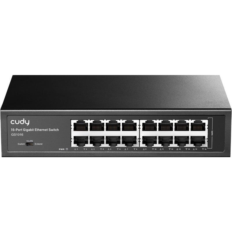 CUDY 16-Port Gigabit Light Managed Switch, 16 Gigabit RJ45 Ports, Rack- mountable Steel Case(Rack-Mount kits included), Power Saving, Plug & Play, Managed/VLAN/Extend working mode  DIP switch, Local management via WEB GUI, support STP/RSTP, 802.1Q/Port Ba