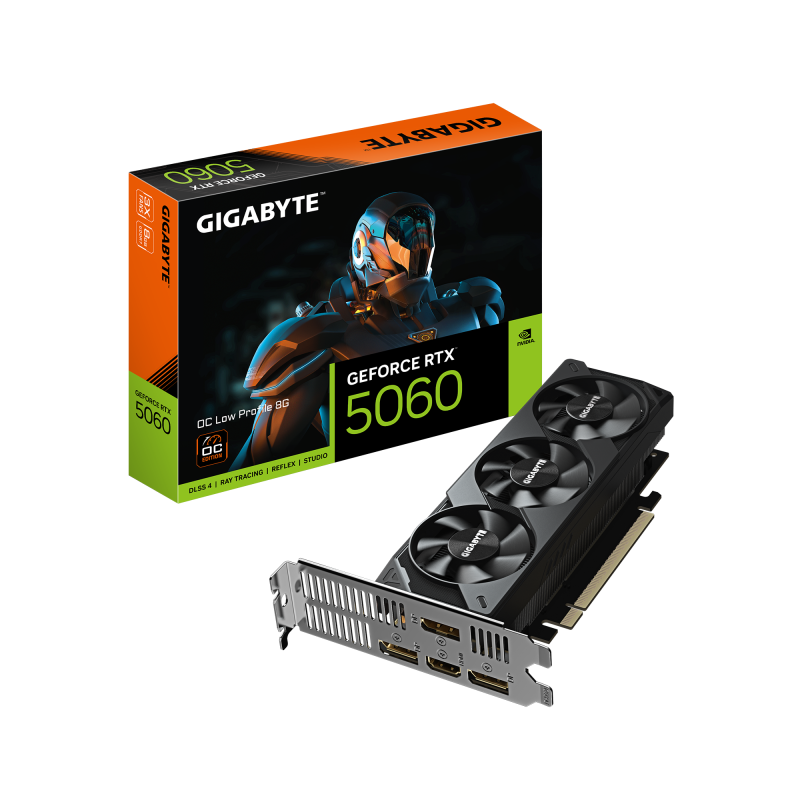 Placa Video GIGABYTE GEFORCE RTX 5060 OC LOW PROFILE 8GB GDDR7 128 bit, PCIE 5.0, 2x DP 2.1b 1x DP 1.4a 1x HDMI