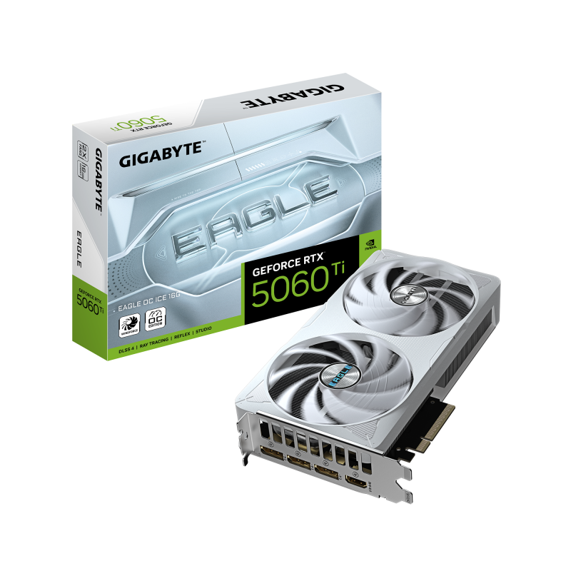 Placa Video GIGABYTE RTX 5060 TI EAGLE OC ICE 16GB GDDR7 128bit, PCIE 5.0, 3x DP 1x HDMI