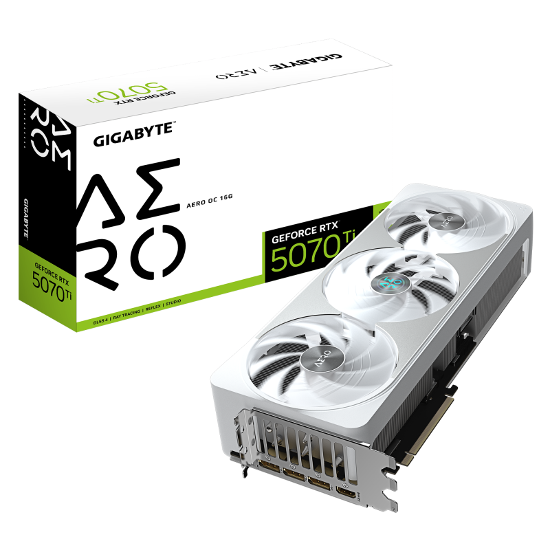 Placa Video GIGABYTE NVIDIA GEFORCE RTX 5070 TI AERO OC 16GB GDDR7 256 bit, PCIE 5.0, 3x DP 1x HDMI
