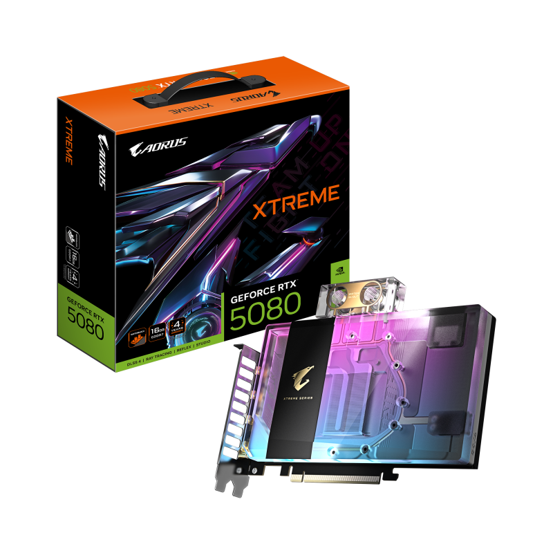 Placa Video GIGABYTE AORUS GEFORCE RTX 5080 XTREME WATERFORCE WB 16GB GDDR7 256 bit, 3x DP 1x HDMI