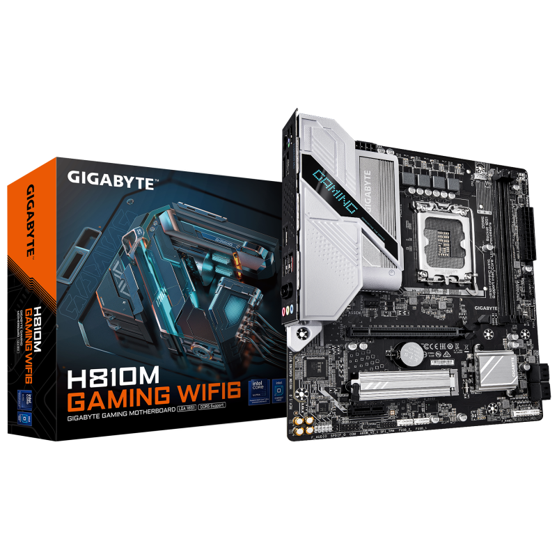 Placa de Baza GIGABYTE H810M GAMING WIFI6 LGA1851, 2x DDR5, 1x HDMI 1x DP, 1x PCIE 4.0 x16 1x PCIE 3.0 x1, 1x M.2, 4x SATA 6GB/s, mATX