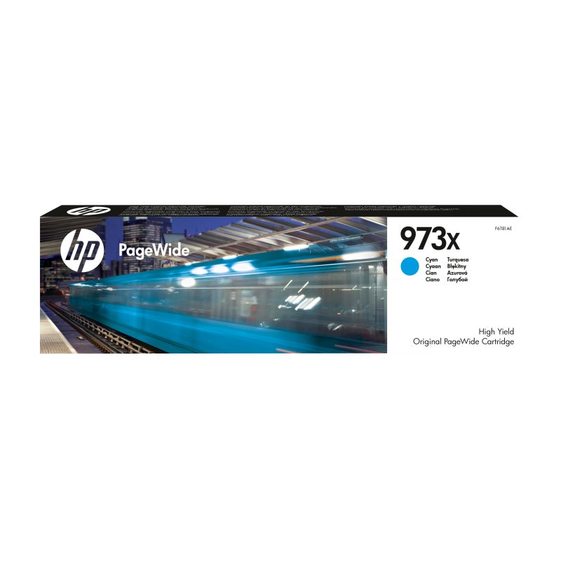 HP 973X High Yield Cyan Original PageWide Cartridge. Colour ink type: Pigment-based ink, Cartridge capacity: High (XL) Yield, Colour  ink page yield: 7000 pages, Colour ink volume: 86 ml, Printing colours: Cyan, Quantity per pack: 1 pc(s)