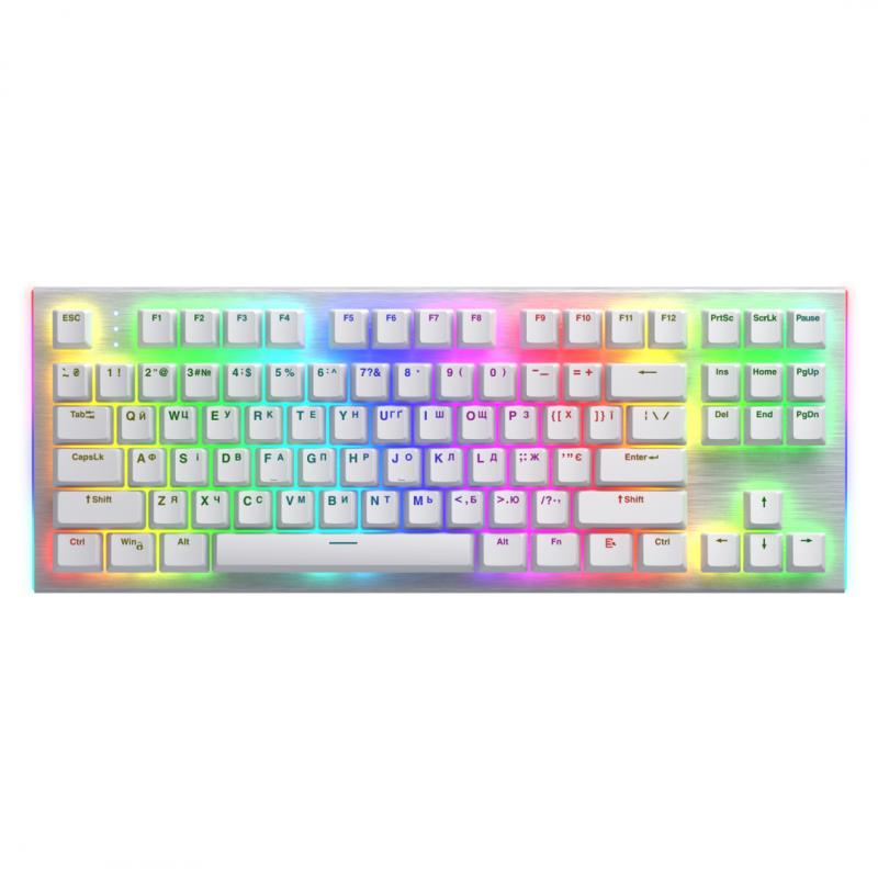Tastatura mecanica cu fir Hator Gravity X TKL conectivitate USB, polling rate 1000Hz, iluminare RGB cu functia de a customiza fiecare tasta individual, tip switch HATOR Aurum Orange Linear rev.2.0, durata de viata switch 70M de clickuri, material taste AB