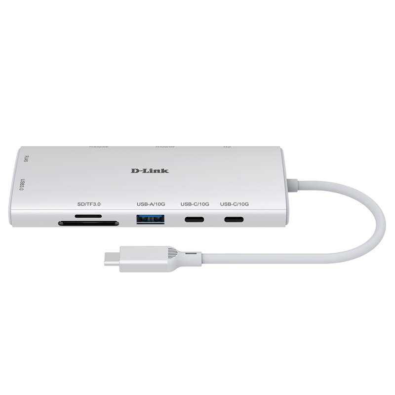 Hub USB-C D-Link Dup-A01 10-In-1, 2X HDMI 4K@60Hz, USB 3.1/3.0, Alimentare 100W, Gigabit Ethernet, alb