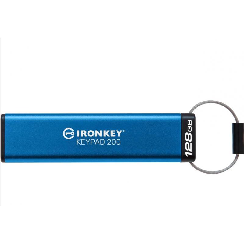 USB Flash Drive Kingston 128GB IronKey Keypad 200, USB 3.2 Gen1, FIPS140-3 Lvl 3 (Pending) AES-256 Encrypted
