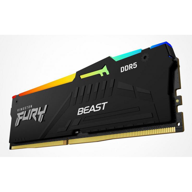 Memorie RAM Kingston DDR5 16GB 6000MHz CL30 1.4V Dual Channel Kit Fury Beast Black RGB XMP