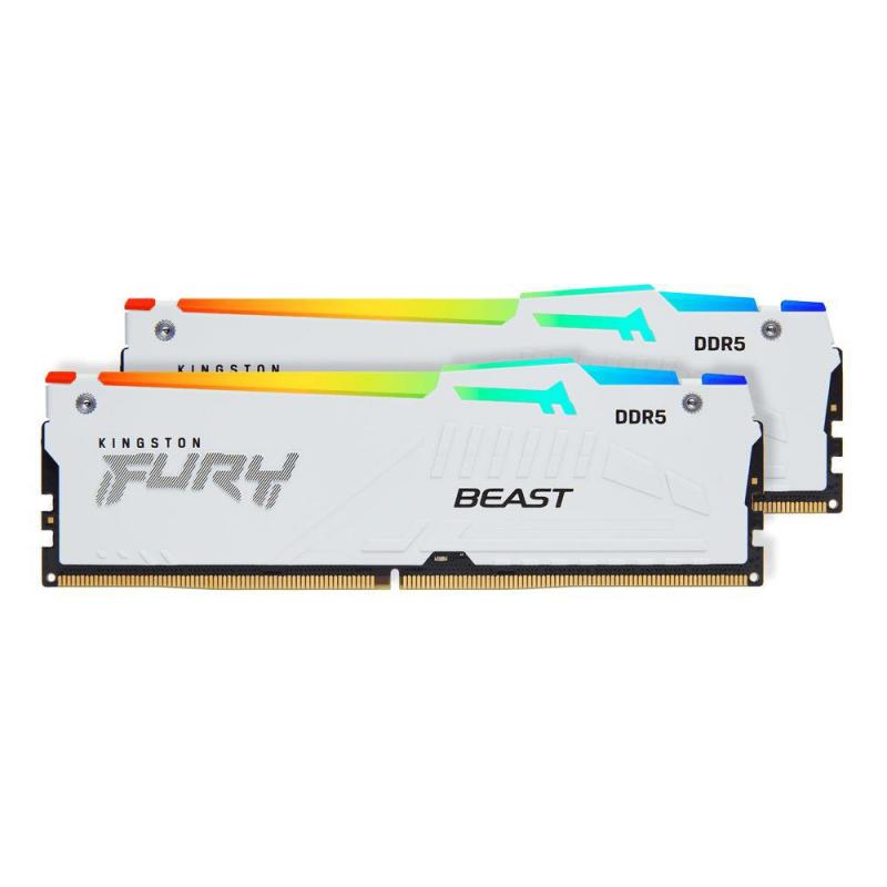 Memorie RAM Kingston FURY Beast RGB White 32GB DDR5 6000MHz CL30 Dual Channel Kit 