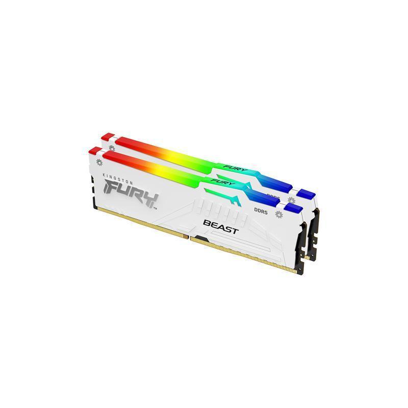 Memorei RAM Kingston DDR5 64GB 6000Mhz CL30 Dual Channel Kit 1.4V FuryBeast RGB White