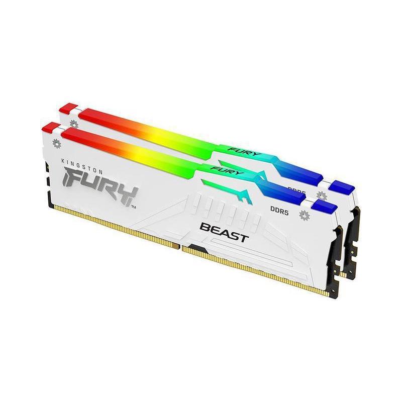 Memorie RAM Kingston DDR5 64GB 6400MHz CL32 1.4V Dual Channel Kit Fury Beast White RGB EXPO