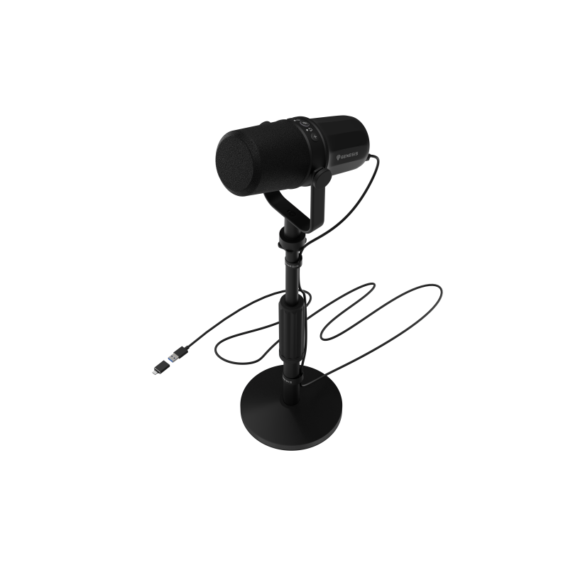Microfon Genesis Radium 750D Studio USB/XLR stand, tip microfon cardioid, unidirectional, sensivitate microfon -54 dB, impendanta 600 Ohm, lungime cablu 200cm, negru
