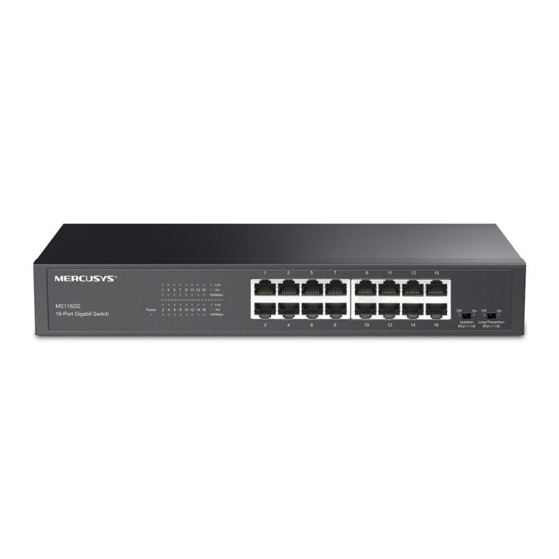 16-Port Gigabit Desktop/Rackmount Switch, interfata 16×10/100/1000Mbps RJ45 Ports, Auto-Negotiation, Auto MDI/MDIX, 32 Gbps