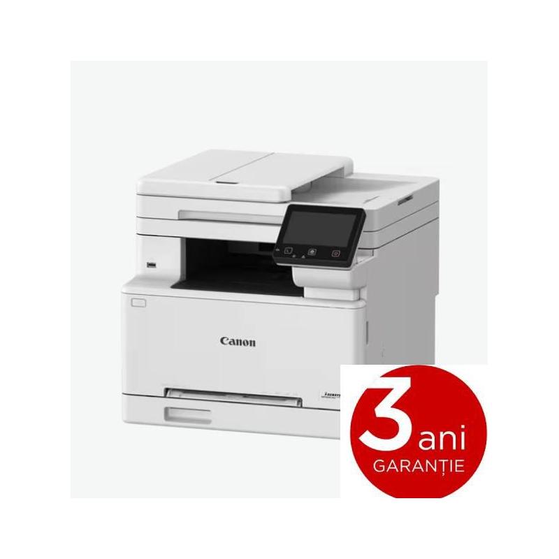Multifunctional color Canon i-SENSYS MF664Cdw, Tehnologie: Laser, Format: A4, Functii: Print, copy, scan, Viteza printare max: 25ppm, Rezolutie 600x600dpi, max 1,200 × 1,200 dpi, Limbaje printare: UFR II, PCL 6, Duplex, copiere: viteza: 25ppm, Rezolutie: 