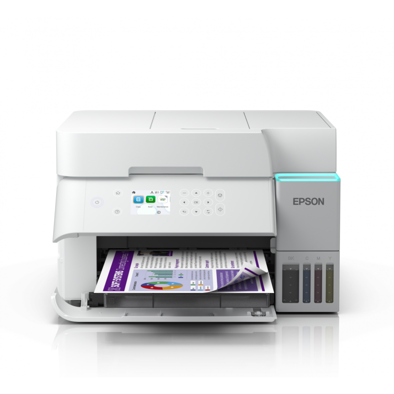 Multifunctional inkjet color Epson EcoTank CISS L6376, culoare alb, dimensiune A4 (Printare,Copiere, Scanare), printare borderless, viteza 35ppm alb-negru, 23ppm color, rezolutie 4800x1200 dpi, alimentare hartie 250 coli,ADF 30 coli, duplex automat ,scann