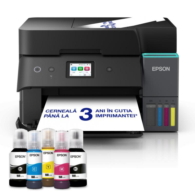 Multifunctional inkjet color Epson EcoTank CISS L6390, dimensiune A4 (Printare,Copiere, Scanare, Fax), printare borderless, viteza 35ppm alb-negru, 23ppm color, rezolutie 4800x1200 dpi, alimentare hartie 250 coli,ADF 30 coli, duplex automat ,scanner CIS r