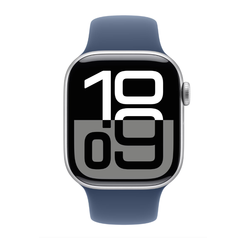 Apple Watch Series 10 GPS 42mm Silver Aluminium Case with Denim Sport Band - M/L