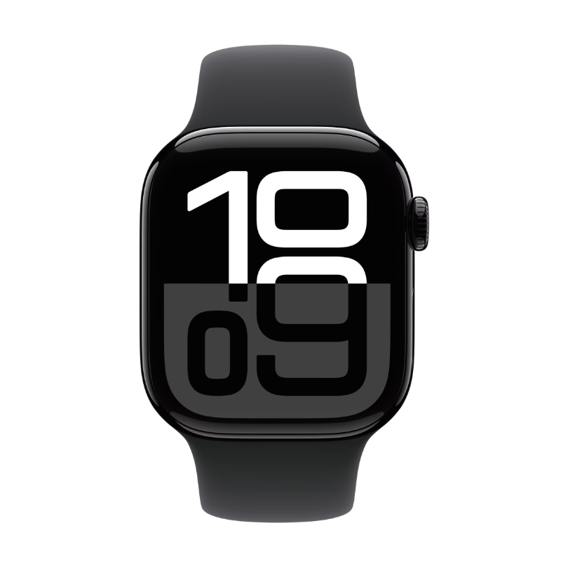 Apple Watch Series 10 GPS + Cellular 42mm Jet Black Aluminium Case with Black Sport Band - M/L