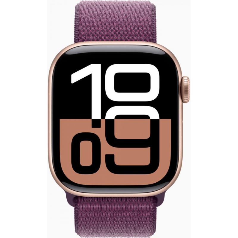 Apple Watch Series 10 GPS + Cellular 42mm Rose Gold Aluminium Case with Plum Sport Loop
