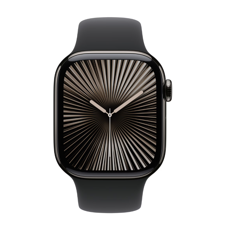 Apple Watch Series 10 GPS + Cellular 42mm Slate Titanium Case with Black Sport Band - M/L