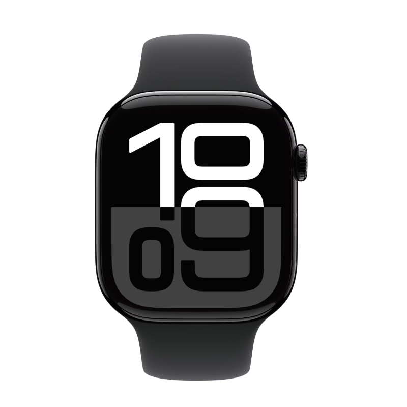 Apple Watch Series 10 GPS + Cellular 46mm Jet Black Aluminium Case with Black Sport Band - S/M