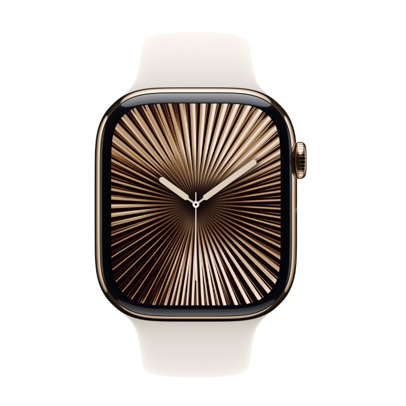 Apple Watch Series 10 GPS + Cellular 46mm Gold Titanium Case with Starlight Sport Band - M/L