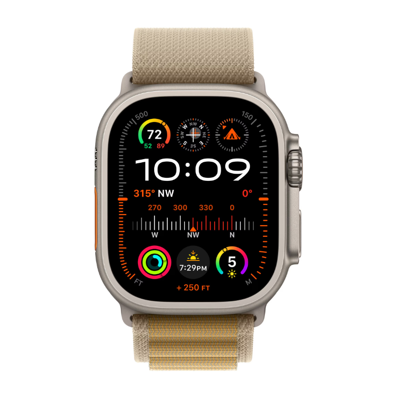 Apple Watch Ultra 2 GPS + Cellular 49mm Natural Titanium Case with Tan Alpine Loop - Large