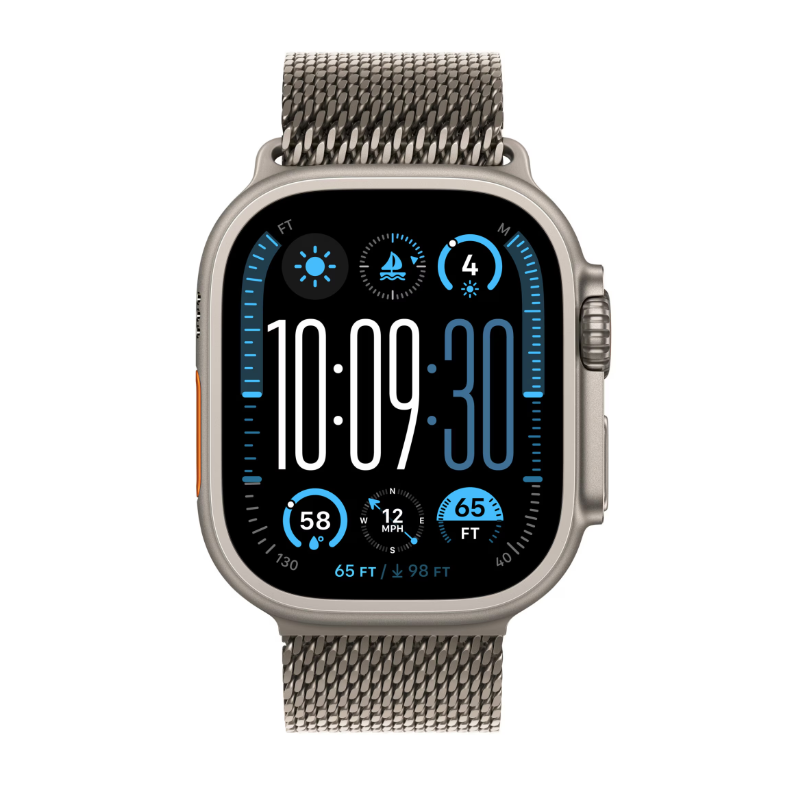 Apple Watch Ultra 2 GPS + Cellular 49mm Natural Titanium Case with Natural Titanium Milanese Loop - M