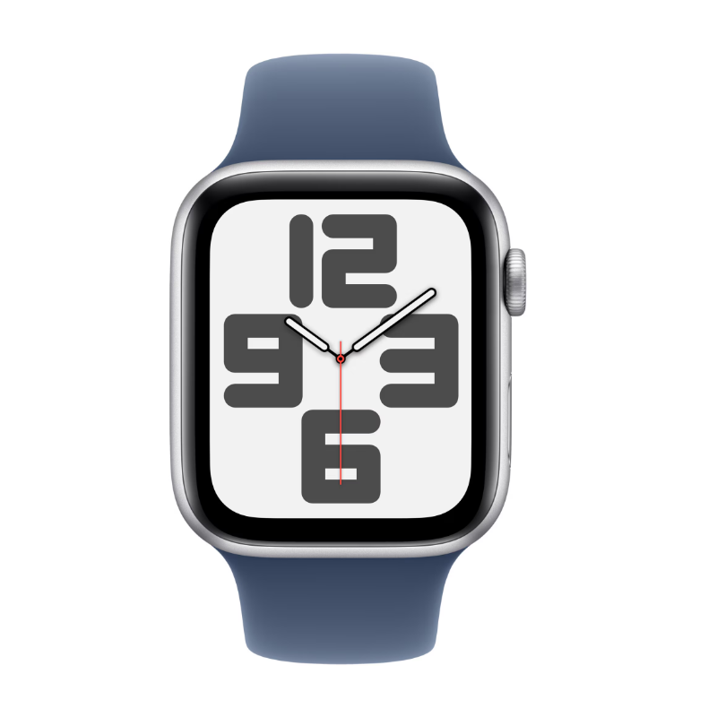 Apple Watch SE GPS 44mm Silver Aluminium Case with Denim Sport Band - S/M