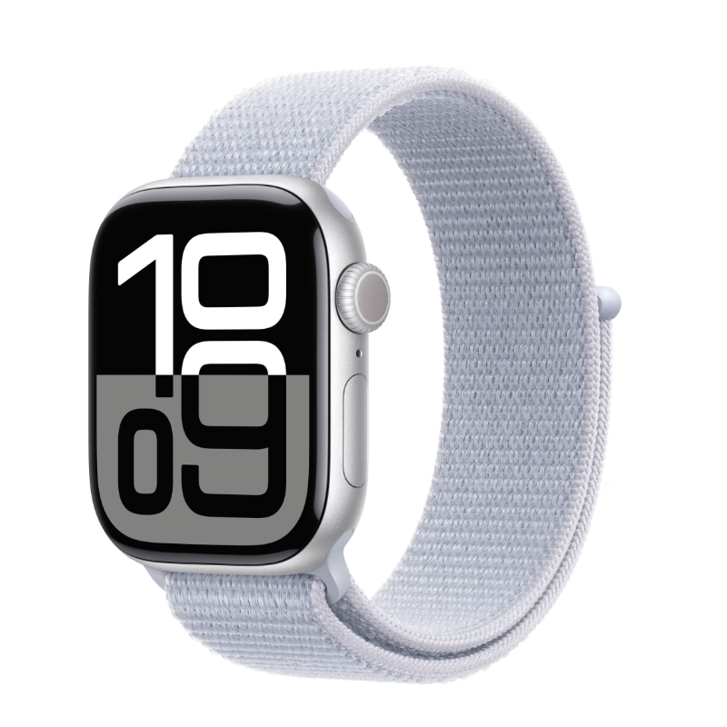 Apple Watch SE GPS 44mm Silver Aluminium Case with Blue Cloud Sport Loop