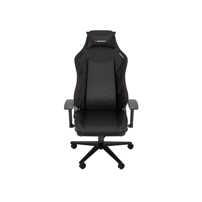 Scaun gaming Genesis Nitro 890 G2, material Synthetic PU + Textil, reglabil pe inaltime, greutate maxima suportata 150 kg, inaltime scaun reglabil 47 - 53 cm, spatar ajustabil 135°, dimensiuni roti 60mm, echipat cu piston cu gaz clasa 4, manere 3D, negru