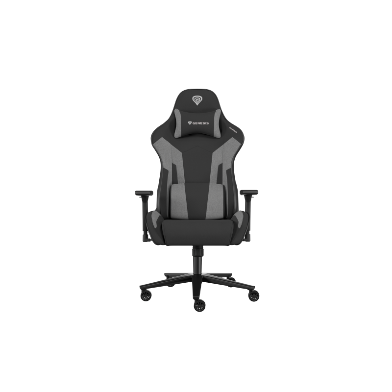 Scaun gaming Genesis Nitro 720, material Synthetic PU + Textil, reglabil pe inaltime, greutate maxima suportata 150 kg, inaltime scaun reglabil 46.5 - 53.5 cm, spatar ajustabil 135°, dimensiuni roti 60mm,  echipat cu piston cu gaz clasa 4, manere 3D, negr