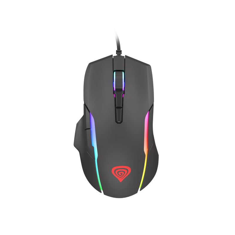 Mouse gaming cu fir Gensesis Xenon 220, senzor optic, interfata USB, rezolutie maxima 12800 DPI, numar butoane 7, iluminare RGB, silent switches, maximum frame rate 7 000 FPS, negru