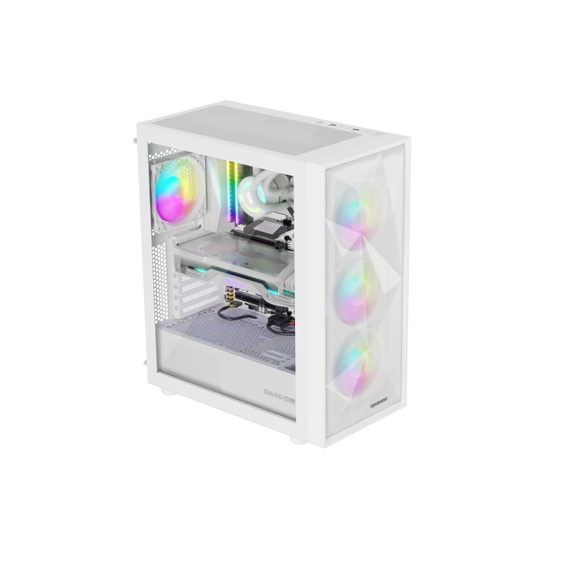 Carcasa GENESIS DIAXID 605 Mid Tower ARGB ALB, Tempered Glass, Sloturi Expansiune 7, Drive Bays: 2x3.5