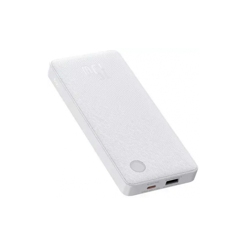 Baterie externa Baseus Airpow Lite, 10000mAh, putere 15W, 1 x USB; 2 x USB Type-C, total 3A (include cablu 30cm USB la USB Type-C), alb