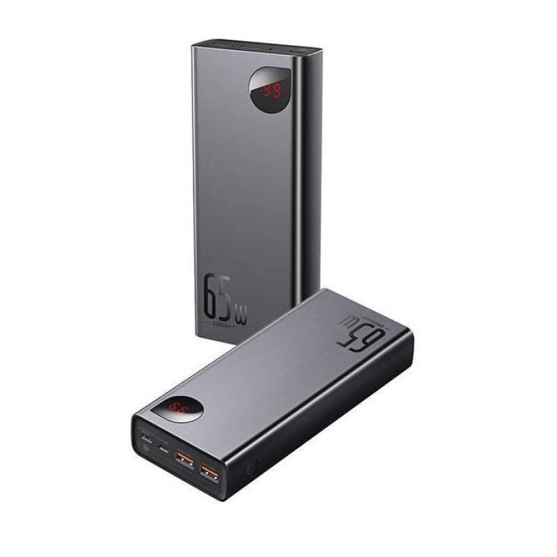 Baterie externa Baseus Adaman Metal, 20000mAh, PD 3.0 + QC 3.0 65W, 2 x USB; 1 x USB Type-C, digital display pentru status baterie, total 3A, negru