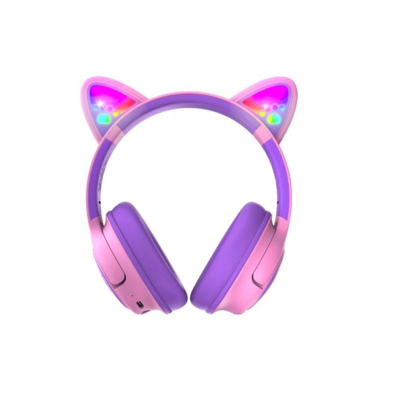 PowerLocus Casti pentru copii, Wireless, Bobo Cat Ears, Purple/Pink