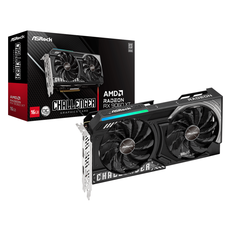 Placa Video ASROCK AMD RADEON RX9060 XT CHALLENGER OC 16GB GDDR6 128 bit, PCIE5.0, 1x HDMI 2x DP