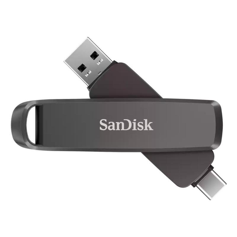 SanDisk SDDDE1-512G-G46. Capacity: 512 GB, Device interface: USB Type-C/USB Type-A, USB version: 3.2 Gen 2 (3.1 Gen 2), Read speed: 1000 MB/s, Write speed: 900 MB/s. Form factor: Swivel. Weight: 33 g. Product colour: Black