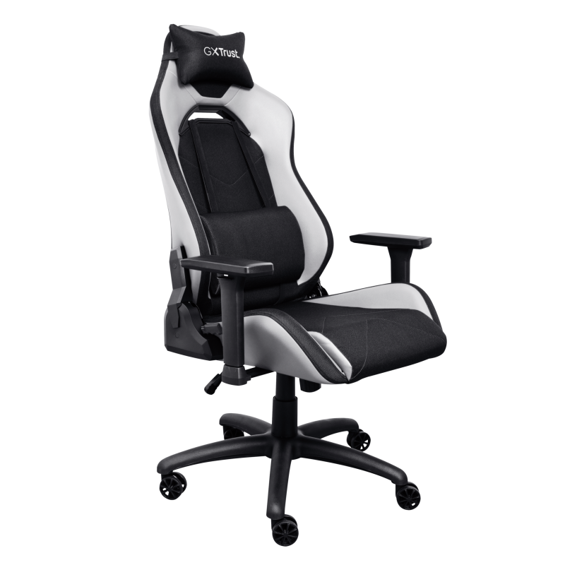 Scaun gaming Trust GXT 714B Ruya Comfortable, roti, ridicare pe gaz clasa 4, adjustabil pe inaltime, material plastic + PU leather, greutate maxima suportata 150 kg, negru/alb
