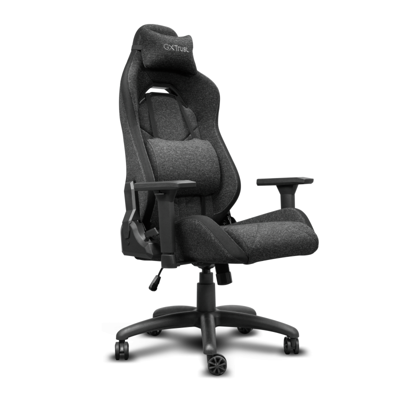 Scaun gaming Trust GXT 723 Ruya Comfortable, 5 roti, ridicare pe gaz clasa 4, adjustabil pe inaltime, material elastic fabric, greutate maxima suportata 150 kg, negru