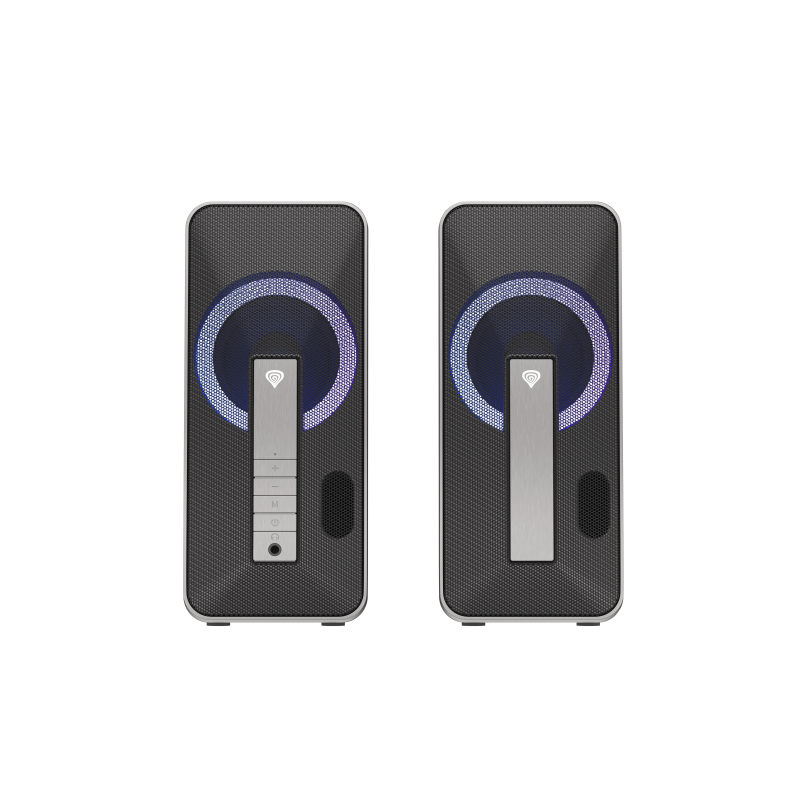 Sistem audio Genesis HELIUM 100BT 2.0, putere maxima RMS 10 W, iluminare RGB, material ABS, metal, conectivitate mini jack, bluetooth 5.0, negru