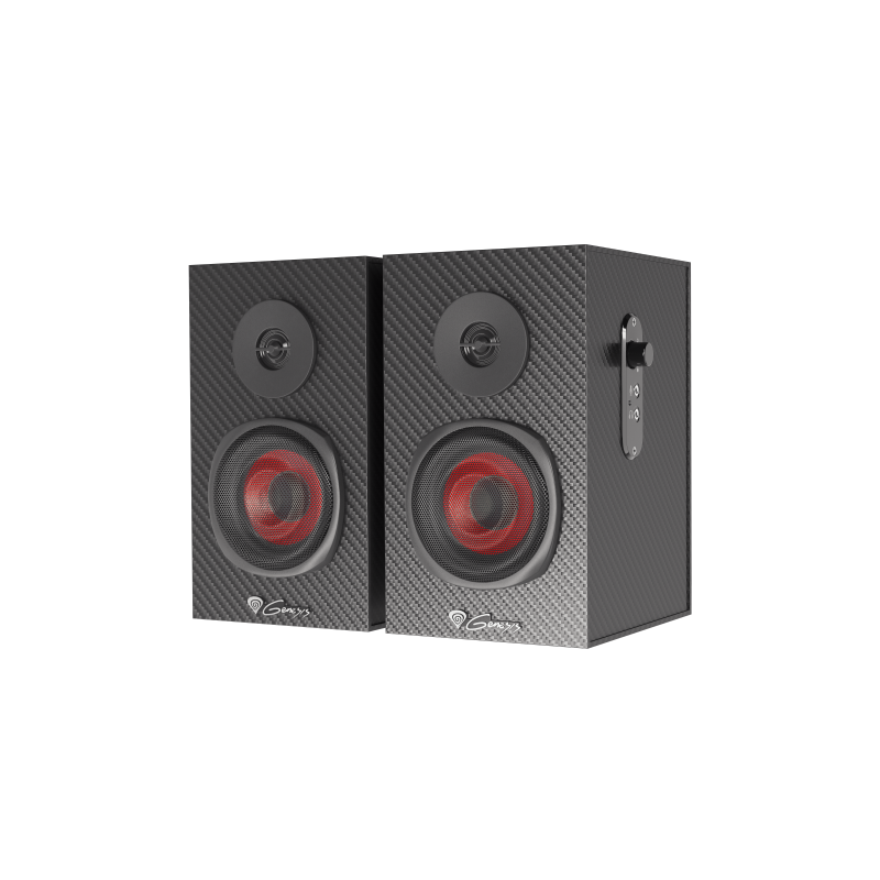 Sistem audio Genesis HELIUM 200 2.0, interfata mini jack 3.5 mm, putere maxima RMS 20 W, diametru difuzoare 76,2 mm, negru