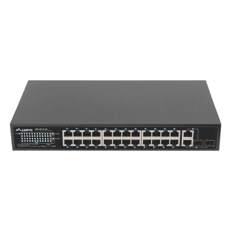 Switch  24x 100 Mb PoE+ / 2x combo, rack 19