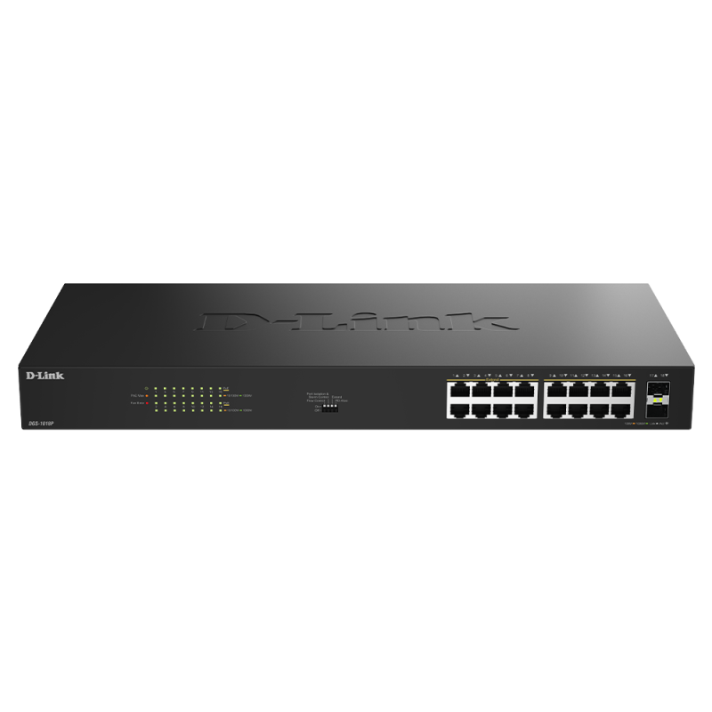 Switch D-Link 16 port GE PoE Unmanaged, capacitate 36 Gbps, standar PoE 802.3af/at, negru