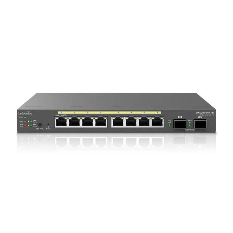 Switch EnGenius Managed / stand-alone Desktop 8-port GbE 130W cu 2 antene SFP